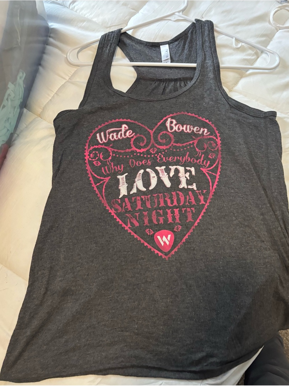 Women's Charcoal Gray Graphic Tank - Pink Heart 'Love Saturday Night'